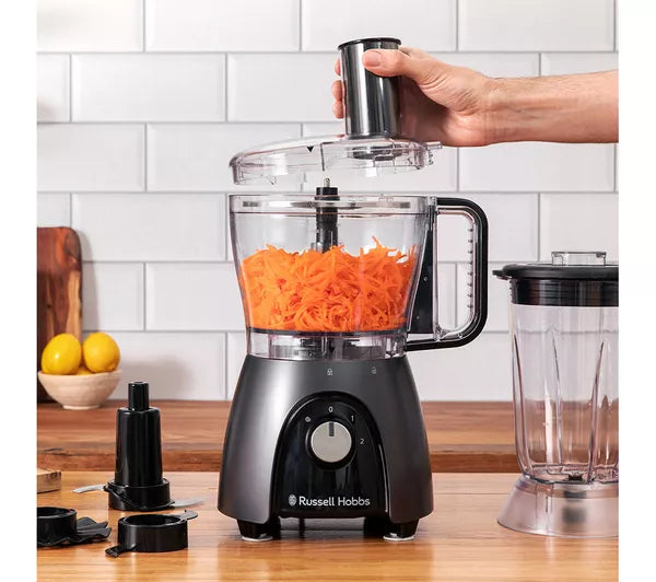 Russell Hobbs Desire 600W Food Processor with 2.3L Bowl and 1.5L Blender Jug - Matte Charcoal | 27111