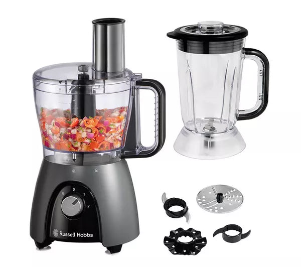 Russell Hobbs Desire 600W Food Processor with 2.3L Bowl and 1.5L Blender Jug - Matte Charcoal | 27111