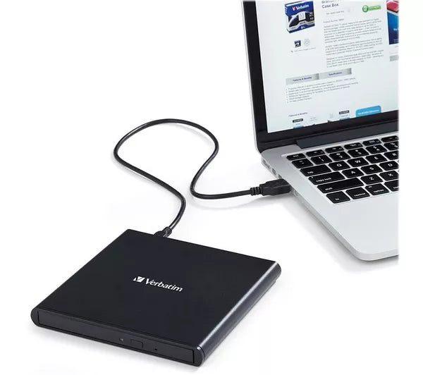 VERBATIM External Slimline CD/DVD Writer - Black | 98938
