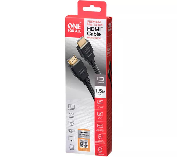 ONE FOR ALL Premium High Speed HDMI Cable with Ethernet - 1.5 m | CC5015