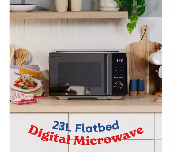 Russell Hobbs 23L Flatbed Digital Microwave 800W with 8 Auto-Cook Menus - Black | RHFM2365B