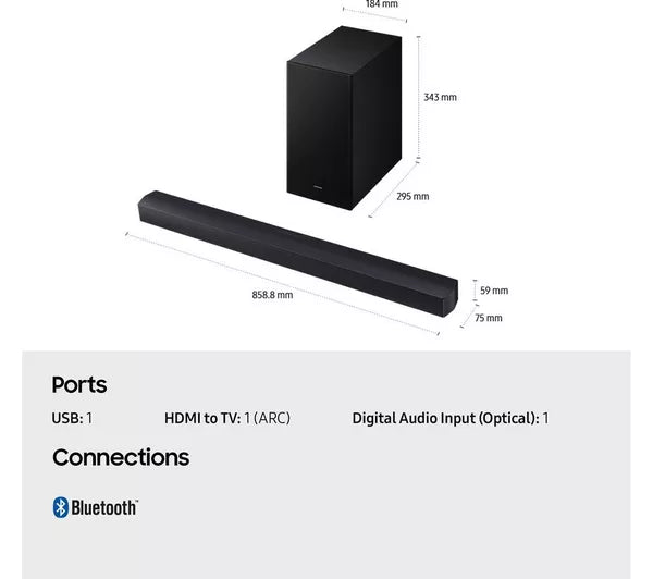 Samsung 2.1ch B-Series Soundbar with Subwoofer (2025) | HW-B450F/XU