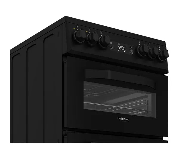 Hotpoint 50cm Freestanding Electric Double Cooker with Ceramic Hob – Black | HDE5VDCB