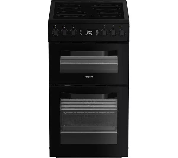 Hotpoint 50cm Freestanding Electric Double Cooker with Ceramic Hob – Black | HDE5VDCB