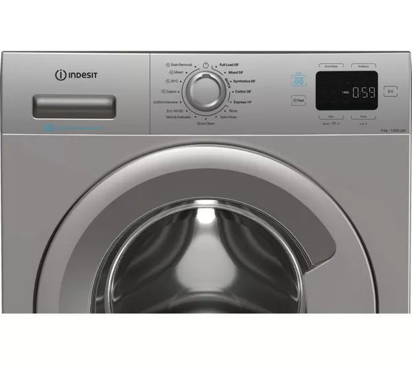 Indesit 9KG 1400 Spin Washing Machine - Silver | IP946SPUSH&GOUK