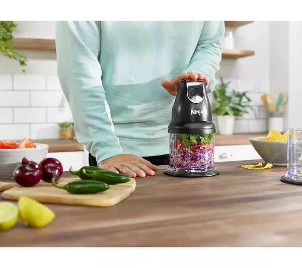Ninja Express Chop Professional Stackable Mini Chopper & Blender 200W with 2 x 500ml Bowls - Black | NJ1002UKBK