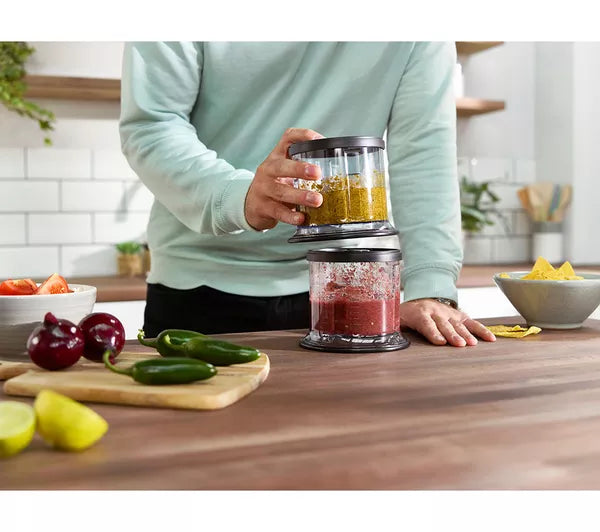 Ninja Express Chop Professional Stackable Mini Chopper & Blender 200W with 2 x 500ml Bowls - Black | NJ1002UKBK