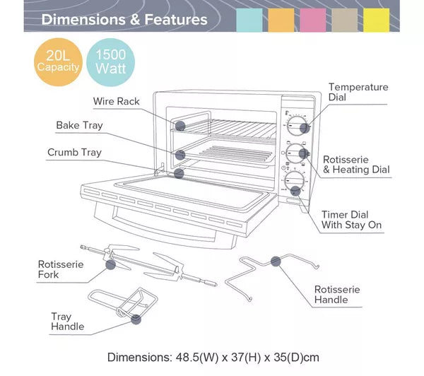 Quest Rotisserie Electric Mini Oven - Black | 35389