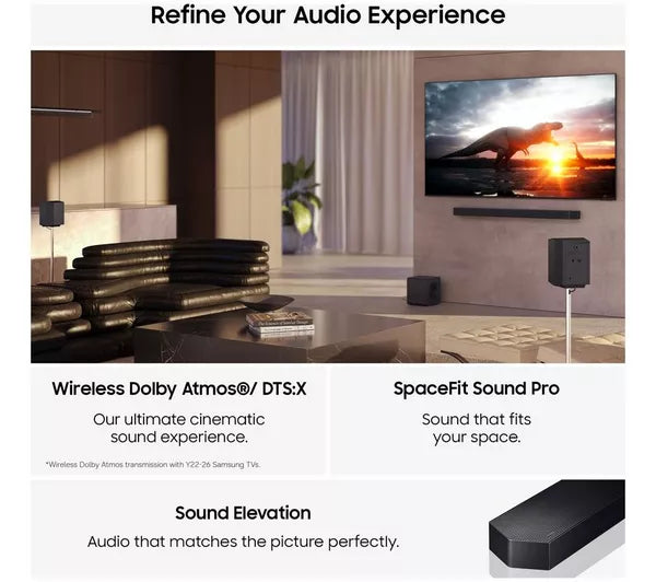 Samsung Q-Series HW-Q990H 11.1.4ch Dolby Atmos Soundbar with Wireless Subwoofer and Rear Speakers - Black | HW-Q990H/XU
