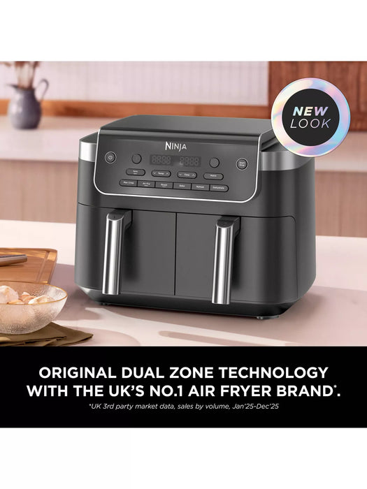 Ninja DualZone 6-in-1 7.6L 2-Drawer Air Fryer with Sync and Match Functions - Grey | DZ801UK
