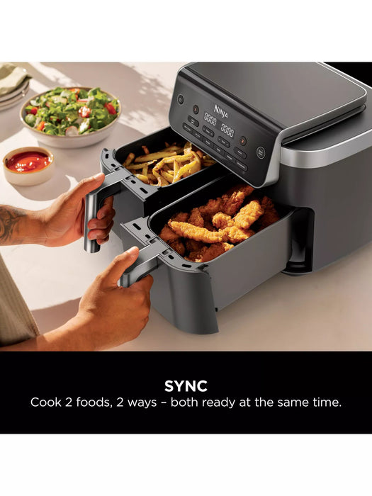 Ninja DualZone 6-in-1 7.6L 2-Drawer Air Fryer with Sync and Match Functions - Grey | DZ801UK