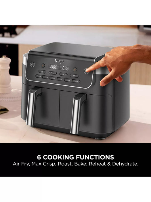 Ninja DualZone 6-in-1 7.6L 2-Drawer Air Fryer with Sync and Match Functions - Grey | DZ801UK