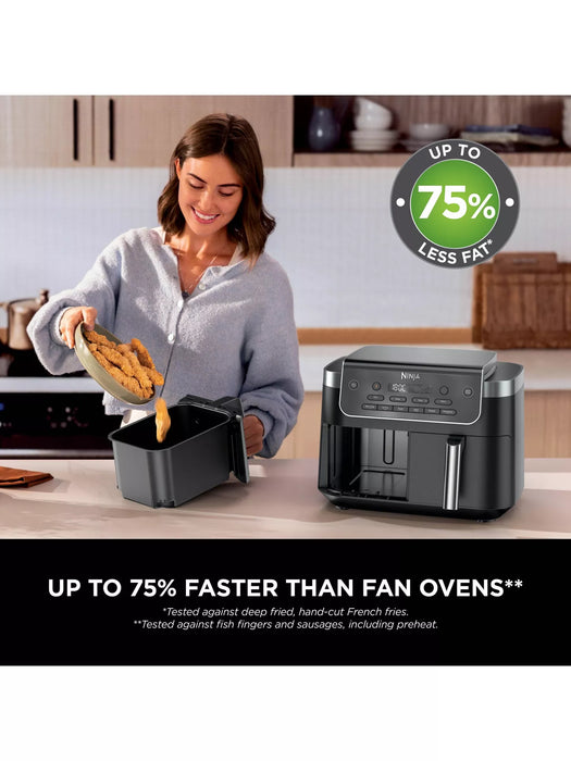 Ninja DualZone 6-in-1 7.6L 2-Drawer Air Fryer with Sync and Match Functions - Grey | DZ801UK