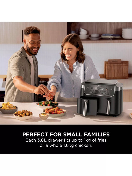 Ninja DualZone 6-in-1 7.6L 2-Drawer Air Fryer with Sync and Match Functions - Grey | DZ801UK