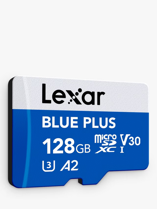 Lexar BLUE PLUS 128GB microSDXC Memory Card UHS-I A2 V30 with SD Adapter | 425280