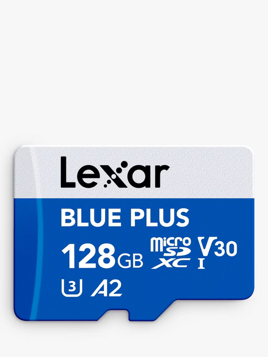Lexar BLUE PLUS 128GB microSDXC Memory Card UHS-I A2 V30 with SD Adapter | 425280