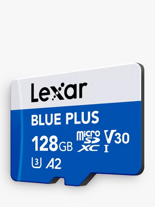 Lexar BLUE PLUS 128GB microSDXC Memory Card UHS-I A2 V30 with SD Adapter | 425280