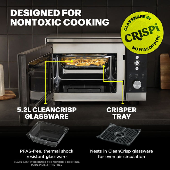 Ninja CRISPi 2-in-1 Flatbed Microwave & Air Fryer with FusionCrisp, 13 Functions - Silver | MW101UK