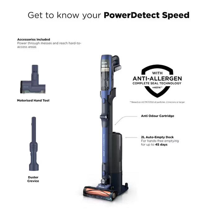 Shark PowerDetect Speed Clean & Empty Pet Pro Cordless Vacuum Cleaner with Auto-Empty Dock - Ultramarine | IA3241UKT
