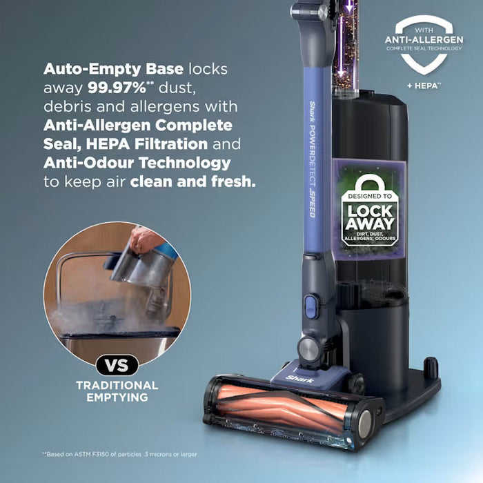 Shark PowerDetect Speed Clean & Empty Pet Pro Cordless Vacuum Cleaner with Auto-Empty Dock - Ultramarine | IA3241UKT