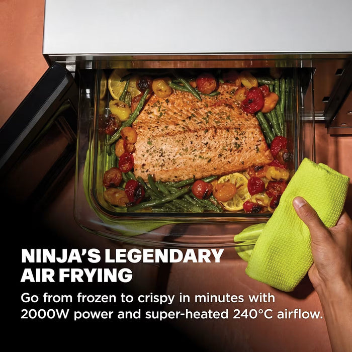 Ninja CRISPi 2-in-1 Flatbed Microwave & Air Fryer with FusionCrisp, 13 Functions - Silver | MW101UK