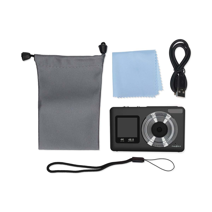 Nedis Dual Screen Digital Camera 4K 30fps with 48MP Photos - Black | 471553