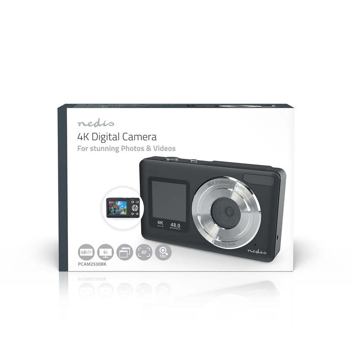 Nedis Dual Screen Digital Camera 4K 30fps with 48MP Photos - Black | 471553