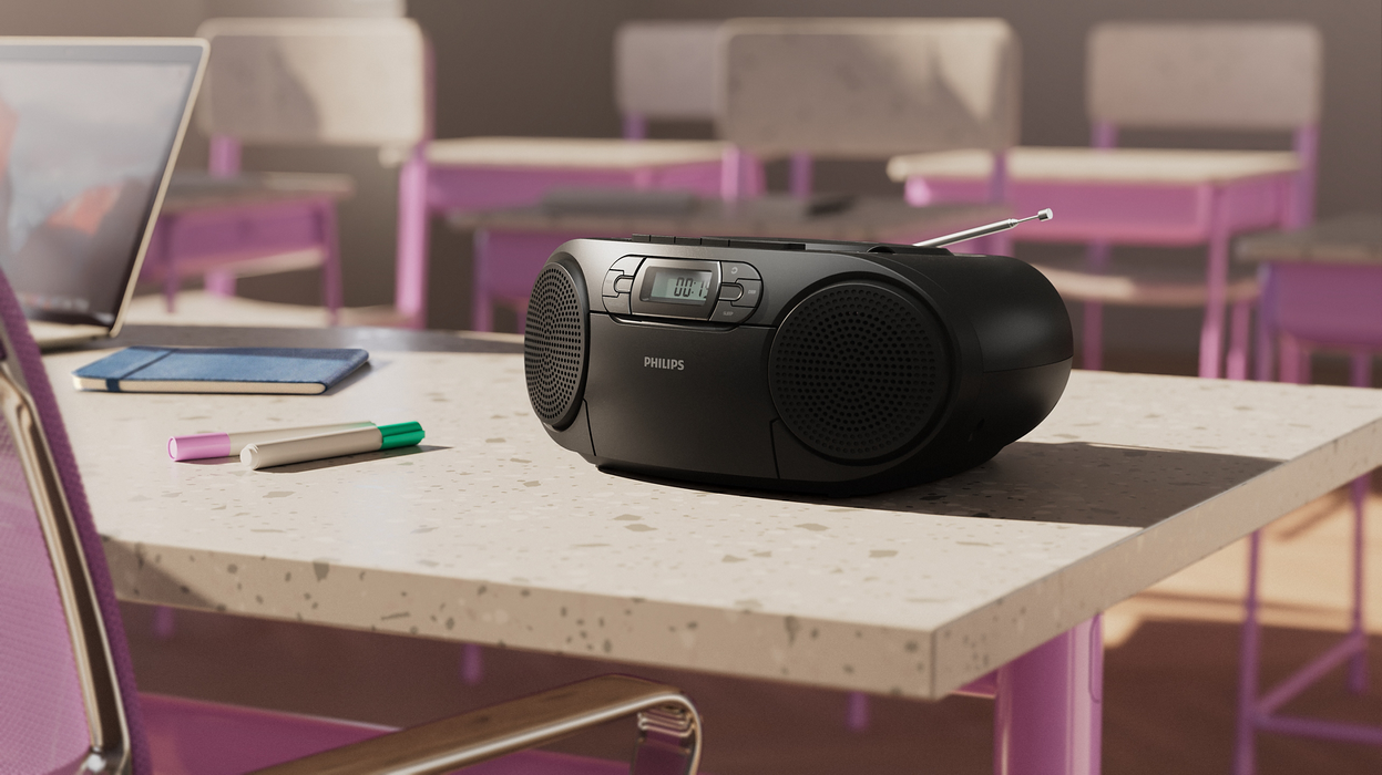 Philips CD Soundmachine Boombox with Cassette, FM Radio, Bluetooth and USB - Black | TAZ2200/10