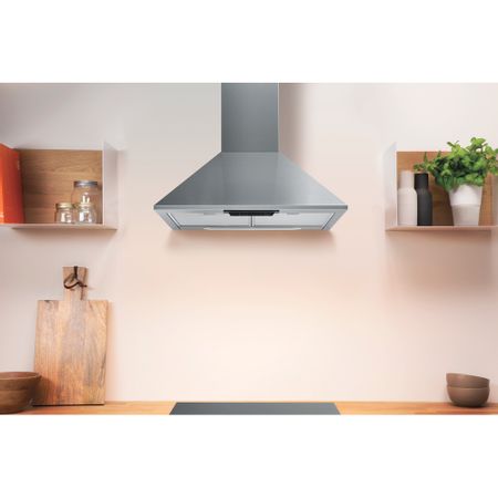 Indesit Wall Mounted Pyramid Cooker Hood: 60cm - Stainless Steel | UHPM6.3