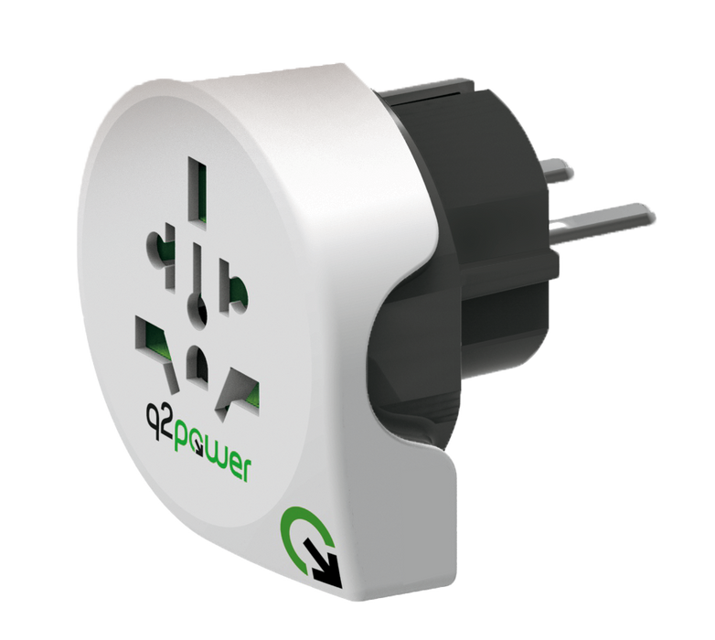 Q2 Power Earthed Travel Adaptor - World to EU | 1.100100