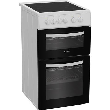 Indesit 50cm Electric feestanding double cooker with Ceramic Hob - White | ITE5VMW