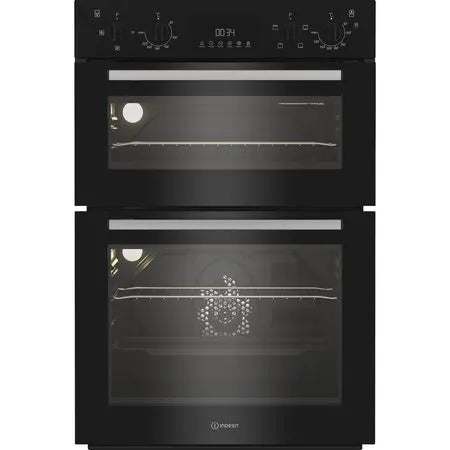 Indesit Built In Electric Fan Double Oven - Black | DII10DB
