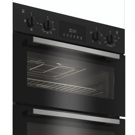 Indesit Built In Electric Fan Double Oven - Black | DII10DB