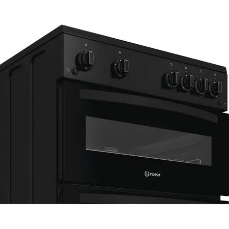 INDESIT 60cm Gas Double Cooker - Black | IDG6GB