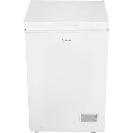 Indesit 55cm Low Frost Chest Freezer 98 Litre, Garage Safe to -15C - White | INCF984UK