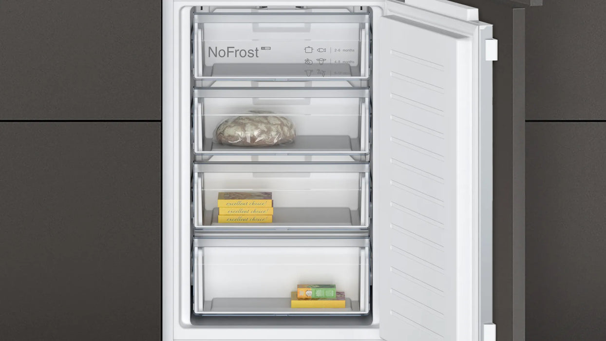 Neff N 30, built-in fridge-freezer with freezer at bottom, 177.2 x 54.1 cm, flat hinge | BSH KI7851FE0G