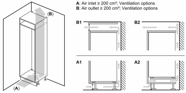 Bosch Series 2, built-in fridge-freezer with freezer at bottom, 177.2 x 54.1 cm, flat hinge | BSH KIN85NFE0G