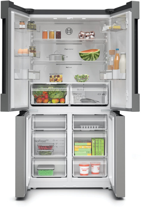 Bosch Series 4, French Door Bottom freezer, multi door, 183 x 90.5 cm - Stainless steel (with anti-fingerprint) | BSH KFN96VPEAG