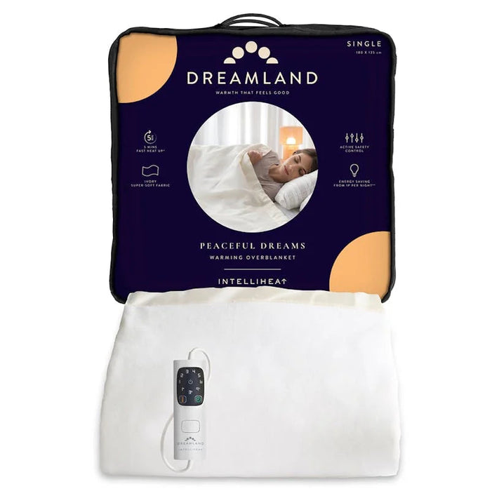 Dreamland Peaceful Dreams Warming Overblanket, Single 180 x 135cm with 6 Heat Settings and Auto Shut-Off Timer | 16924