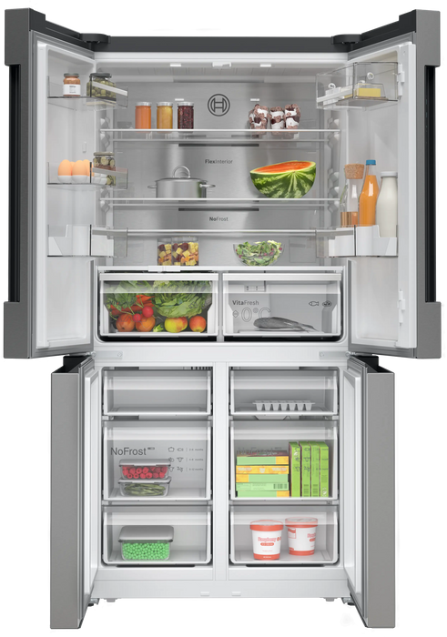 Bosch Series 4, 605L French Door Bottom freezer, multi door, 183 x 90.5 cm - Stainless steel (with anti-fingerprint) | BSH KFN96APEAG