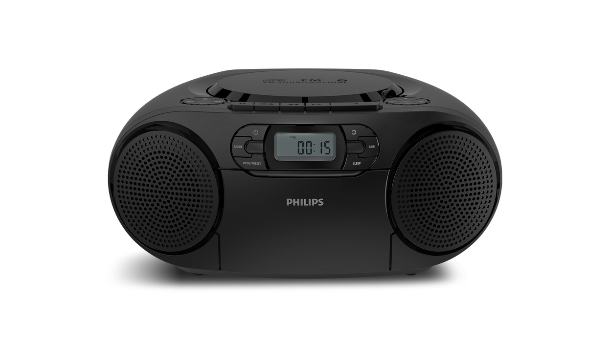 Philips CD Soundmachine Boombox with Cassette, FM Radio, Bluetooth and USB - Black | TAZ2200/10