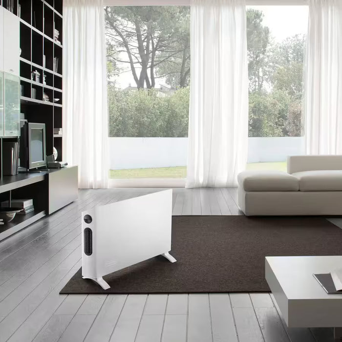 De'Longhi SlimStyle 2400W Slim Convector Heater with 24-Hour Timer, Digital Thermostat and Boost Fan - White | HSX4324E