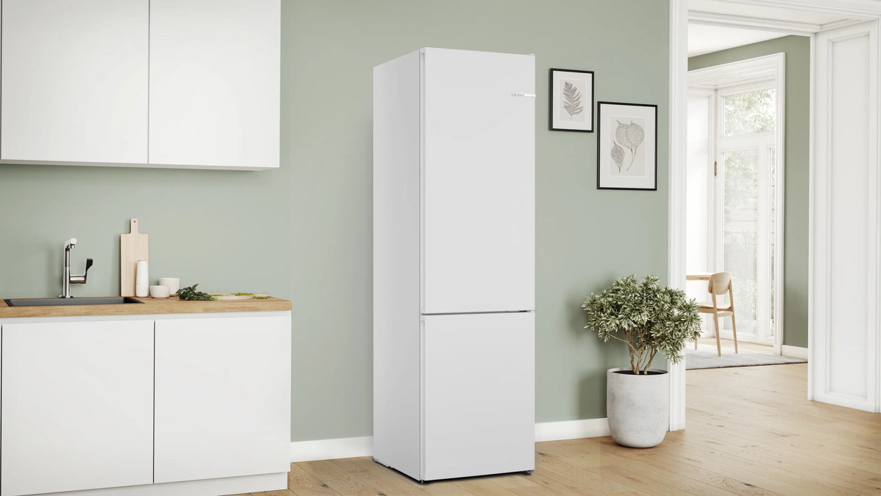 Bosch Series 4, freestanding fridge-freezer with freezer at bottom, 203 x 60 cm - White | KGN392WDFG