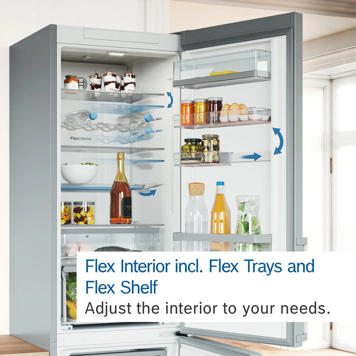 Bosch Series 6, freestanding fridge-freezer with freezer at bottom, 203 x 60 cm - White | BSH KGN39AWCTG