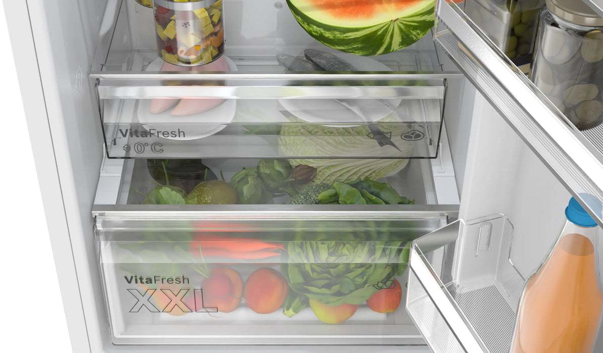 Bosch Series 4, freestanding fridge-freezer with freezer at bottom, 203 x 60 cm - White | KGN392WDFG