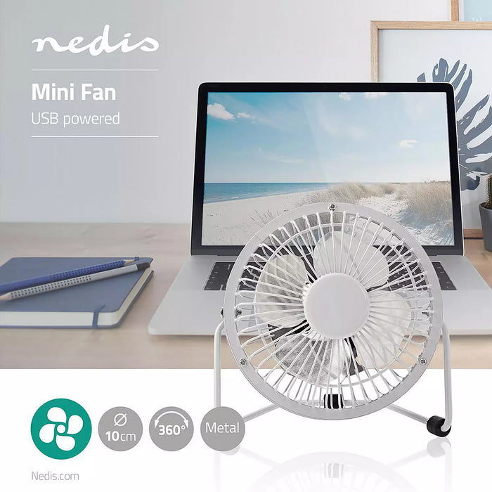 Nedis Mini Table Fan USB Powered - White | 291090