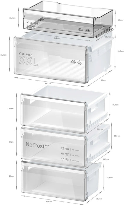 Bosch Series 4, freestanding fridge-freezer with freezer at bottom, 203 x 60 cm - White | KGN392WDFG