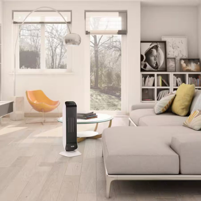 DeLonghi 2000W Ceramic Tower Fan Heater with Remote Control and 24 Hour Timer - White | HFX25S20