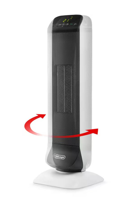 DeLonghi 2000W Ceramic Tower Fan Heater with Remote Control and 24 Hour Timer - White | HFX25S20