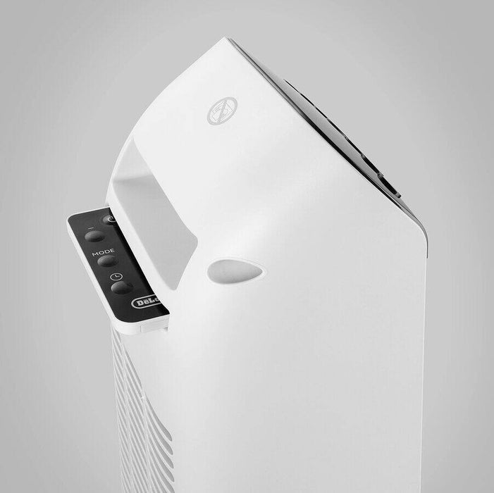 DeLonghi 2000W Ceramic Tower Fan Heater with Remote Control and 24 Hour Timer - White | HFX25S20